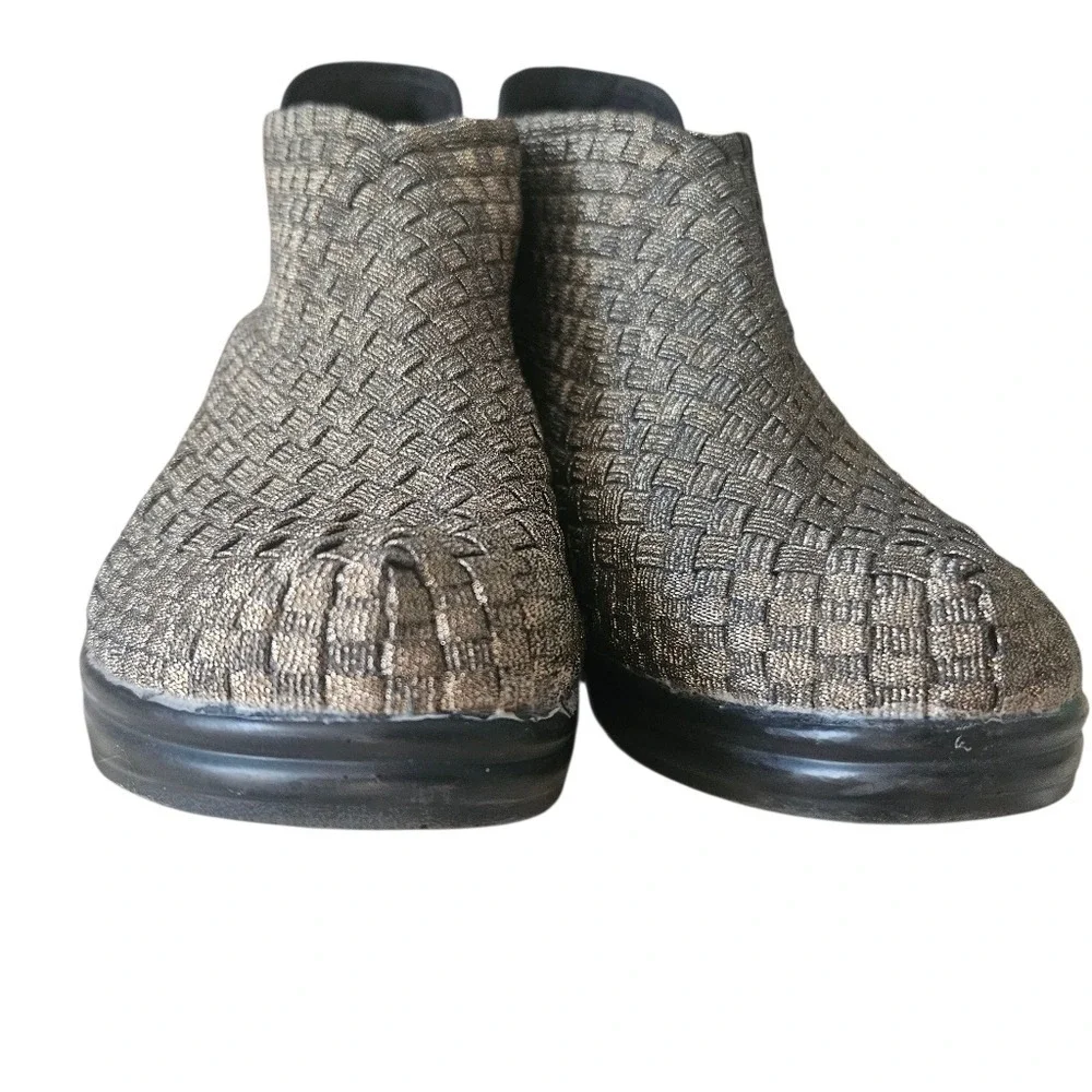BERNIE MEV‎ Chesca Women's 39 (US 8.5-9) Gold Woven Stretch Pumps Bootie Ankle